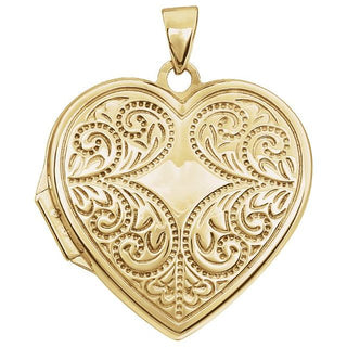 14K Yellow Engravable Heart Locket