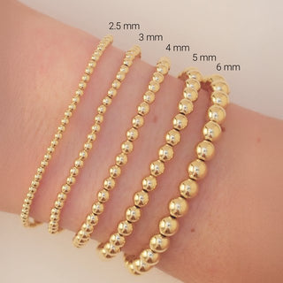 14K Yellow Gold-Filled 4 mm Elastic Bead 6 1/2" Bracelet