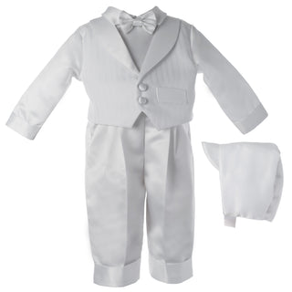 Baptism Satin Stripe Vest with Shawl Collar, Satin Long Pants - SALE - 9 to 12 Months