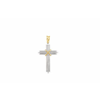 Sterling Silver & 14K Yellow 36.75x24.5 mm Cross Pendant