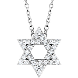 14K White 1/10 CTW Natural Diamond Star of David 16-18" Necklace