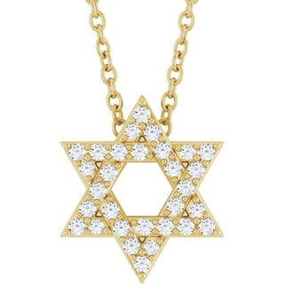 14K Yellow 1/10 CTW Natural Diamond Star of David 16-18" Necklace