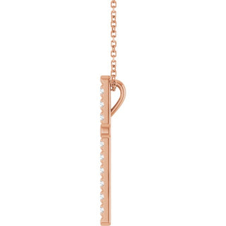 14K Rose 1/2 CTW Lab-Grown Diamond French-Set Cross 16-18" Necklace