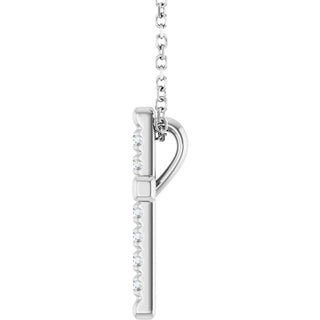 14K White 1/5 CTW Natural Diamond French-Set Cross 16-18" Necklace