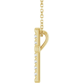 14K Yellow 1/5 CTW Lab-Grown Diamond French-Set Cross 16-18" Necklace