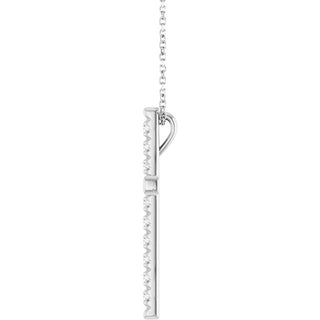 Sterling Silver 3/4 CTW Natural Diamond French-Set Cross 16-18" Necklace