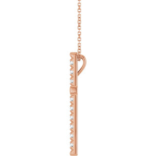 14K Rose 3/4 CTW Lab-Grown Diamond French-Set Cross 16-18" Necklace