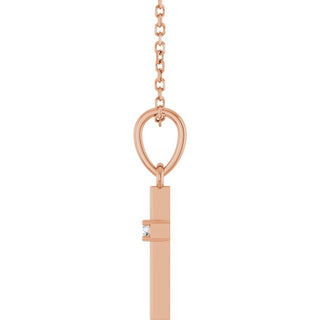 14K Rose .015 CT Natural Diamond Cross 16-18" Necklace