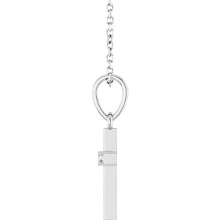 Platinum .015 CT Natural Diamond Cross 16-18" Necklace