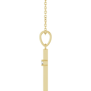 14K Yellow .03 CT Natural Diamond Cross 16-18" Necklace 