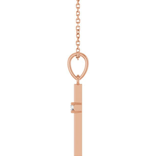 14K Rose .03 CT Natural Diamond Cross 16-18" Necklace 