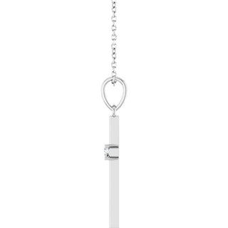 14K White .06 CT Natural Diamond Cross 16-18" Necklace 