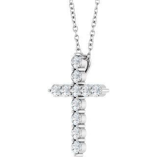 Platinum 3/8 CTW Natural Diamond Cross 16-18" Necklace