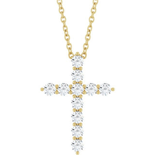 14K Yellow 3/8 CTW Natural Diamond Cross 16-18" Necklace