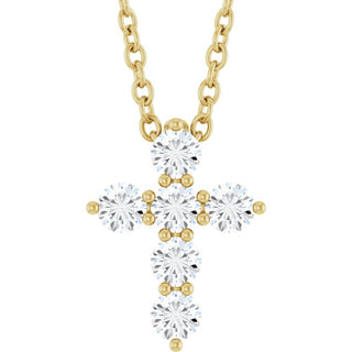 14K Yellow 1/4 CTW Natural Diamond Cross 16-18" Necklace