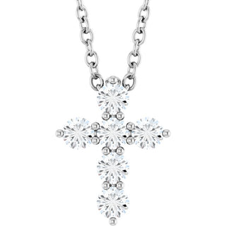 Platinum 1/4 CTW Natural Diamond Cross 16-18" Necklace