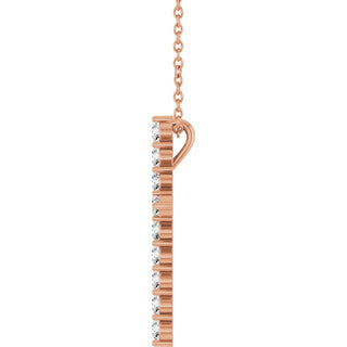 14K Rose 1/2 CTW Natural Diamond Cross 16-18" Necklace