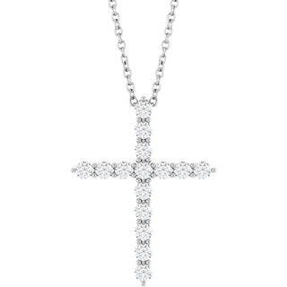 Sterling Silver 1/2 CTW Natural Diamond Cross 16-18" Necklace