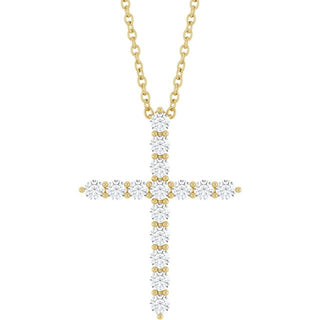 14K Yellow 1/2 CTW Lab-Grown Diamond Cross 16-18" Necklace