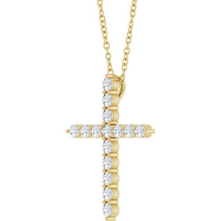 14K Yellow 1/2 CTW Natural Diamond Cross 16-18" Necklace