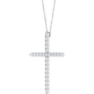 14K White 1 CTW Natural Diamond Cross 16-18" Necklace