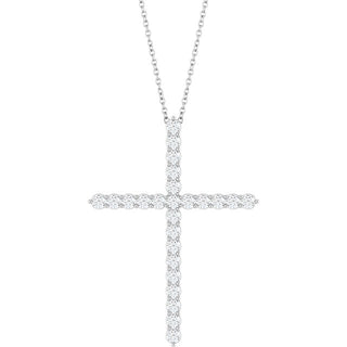 14K White 1 CTW Lab-Grown Diamond Cross 16-18" Necklace