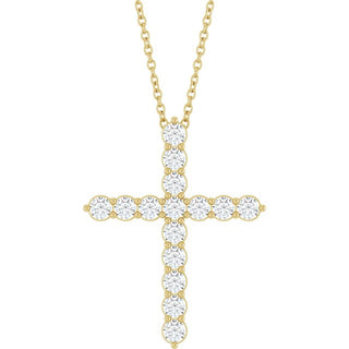 14K Yellow 3/4 CTW Natural Diamond Cross 16-18" Necklace
