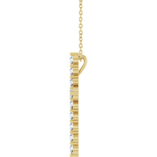 14K Yellow 3/4 CTW Lab-Grown Diamond Cross 16-18" Necklace