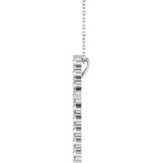 14K White 3/4 CTW Lab-Grown Diamond Cross 16-18" Necklace