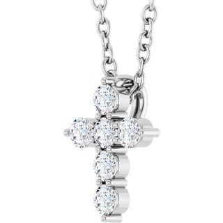 Platinum 1/6 CTW Natural Diamond Cross 16-18" Necklace