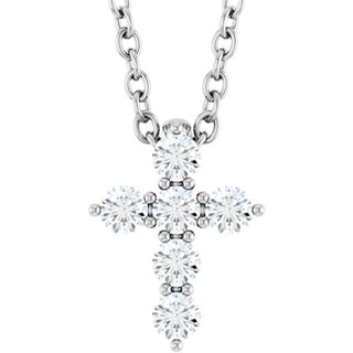 Platinum 1/6 CTW Natural Diamond Cross 16-18" Necklace