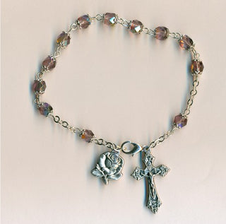 3-Pack - Bracelet - 6mm Amethyst- Double Capped