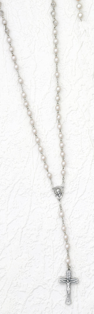 6mm Pearl Rosary with Round Beads Boxed