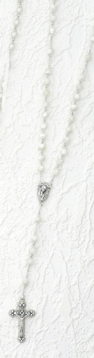 7mm Mother of Pearl Rosary with Round Beads Boxed