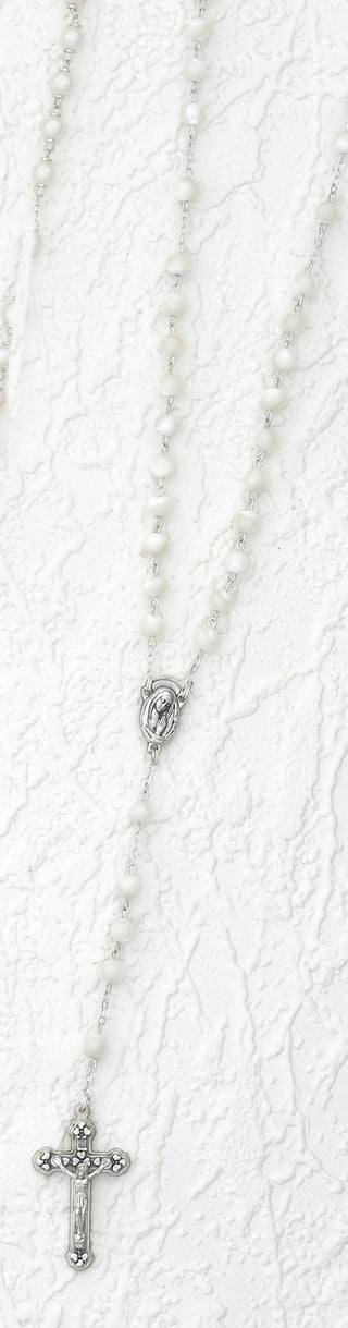 7mm Mother of Pearl Rosary with Round Beads Boxed