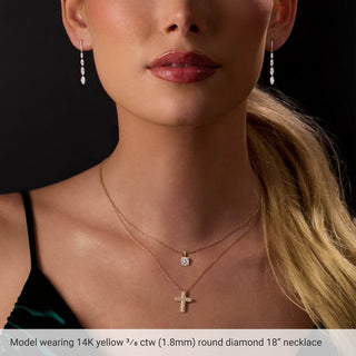 14K Rose 3/8 CTW Lab-Grown Diamond Cross 18" Necklace
