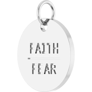 Sterling Silver Faith Over Fear Disc Pendant