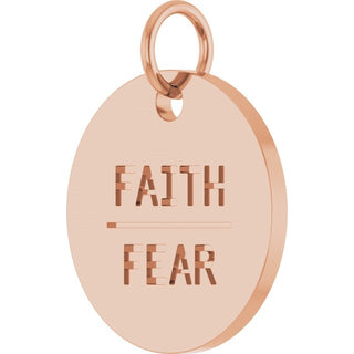 14K Rose Faith Over Fear Disc Pendant