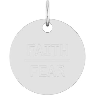 Sterling Silver Faith Over Fear Disc Pendant