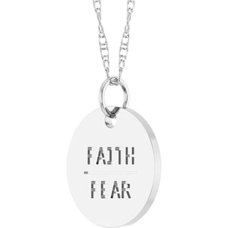 14K White Faith Over Fear Disc 18" Necklace