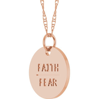 14K Rose Faith Over Fear Disc 18" Necklace