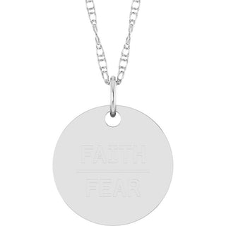 14K White Faith Over Fear Disc 18" Necklace