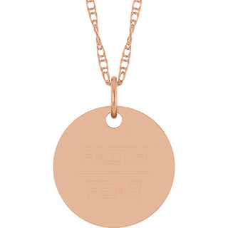 14K Rose Faith Over Fear Disc 18" Necklace