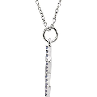 14K White Natural Blue Sapphire Star of David 16" Necklace