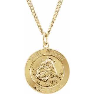 24K Yellow Gold-Plated Sterling Silver 22 mm Saint Anthony 24" Necklace