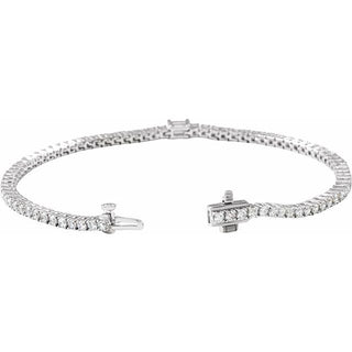 14K White 3 CTW Natural Diamond Line 7" Bracelet