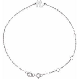 14K White Initial N 6 1/2-7 1/2" Bracelet