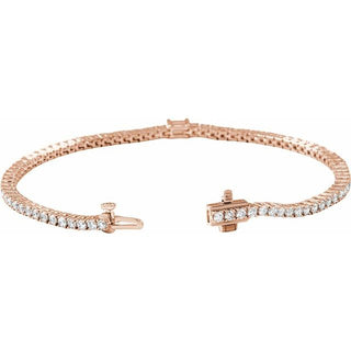 14K Rose 3 CTW Natural Diamond Line 7" Bracelet