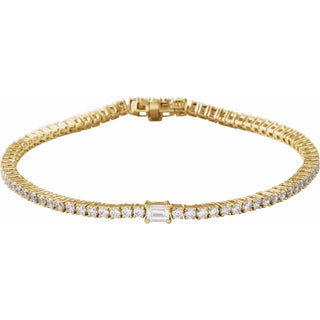 14K Yellow 3 CTW Natural Diamond Line 7" Bracelet
