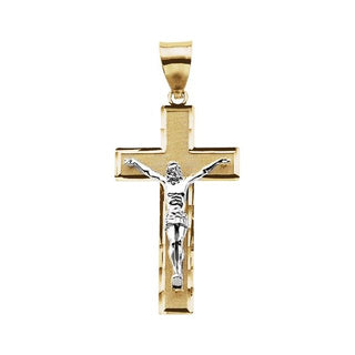 14K Yellow/White 32.2x18.7 mm Crucifix Pendant